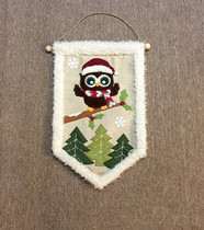 Foreign trade Christmas Christmas Eve comeback ancient cloth art decoration door hanging owl embroidery shop window hanging flag hanging flag