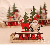 Christmas Christmas Eve wooden assembled sledge adornment Santa Claus snowman deer car placement pendulum