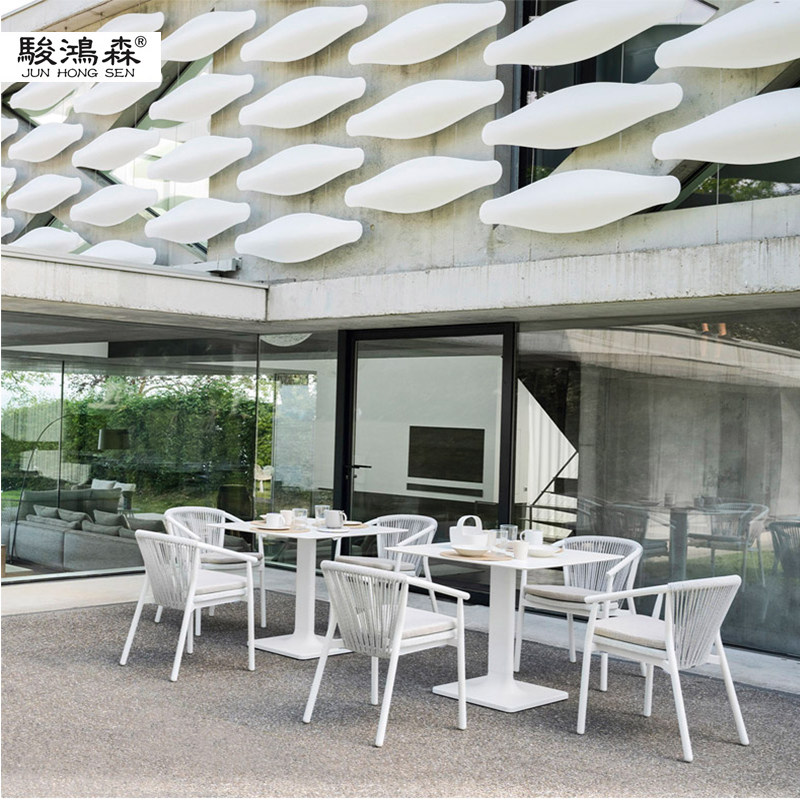 Nordic outdoor table and table waterproof sunscreen patio open balcony Lower afternoon tea garden chair outdoor leisure rattan chair