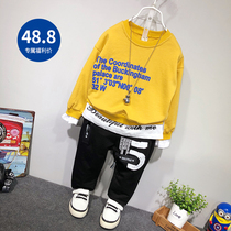 Childrens sweater boys  tide spring and autumn fake two 2020 new childrens western style top T-shirt cotton long-sleeved Korean