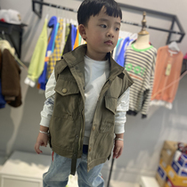 Boys  frock vest coat 2021 spring childrens loose hip-hop middle and large childrens Korean version of the Western style thin section of the horse clip tide