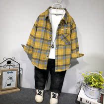 Boys plaid thin section shirt 2021 Korean version of the fashion foreign style childrens shirt jacket CUHK Childrens College fashion trend children