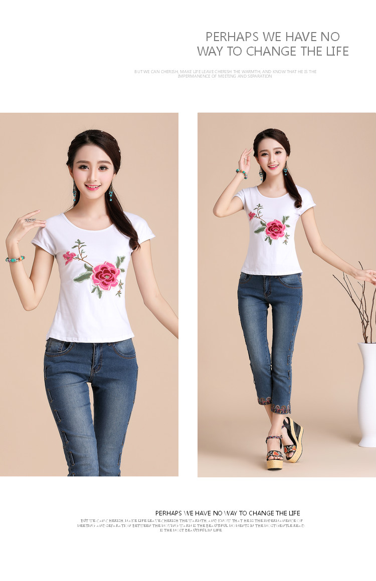 Quần áo khiêu vũ vuông top nhảy ngắn tay nữ áo thun cotton trang phục gió quốc gia thêu kích thước lớn áo mỏng đáy - Khiêu vũ / Thể dục nhịp điệu / Thể dục dụng cụ giay khieu vu