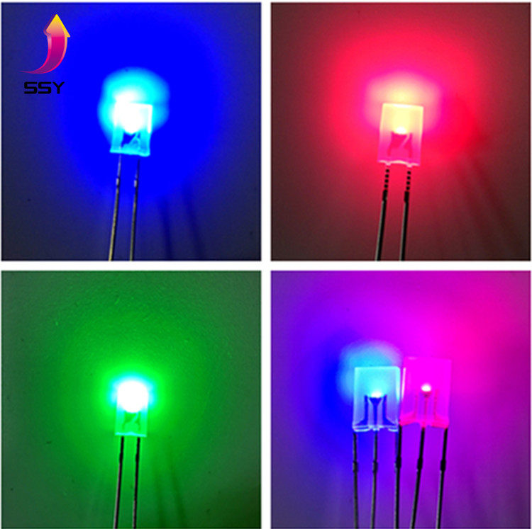 2 * 5 * 7MM mist-shaped red blue-green red blue bicolor square LEDLED light light cubic