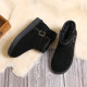 Snow boots for women genuine leather 2023 new short student boots winter warm plus velvet belt buckle men's and women's cotton shoes