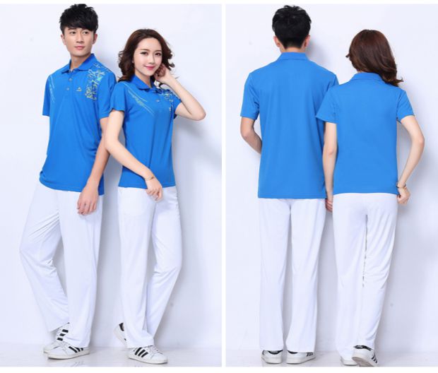 Jinguan mùa hè nhảy vuông áo thun quần ngắn tay thể thao phù hợp với nam và nữ Jiamusi thể dục nhịp điệu quần áo bóng mềm - Thể thao sau quần áo thể thao lining