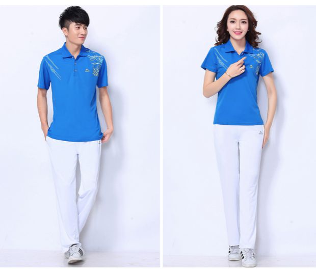 Jinguan mùa hè nhảy vuông áo thun quần ngắn tay thể thao phù hợp với nam và nữ Jiamusi thể dục nhịp điệu quần áo bóng mềm - Thể thao sau quần áo thể thao lining