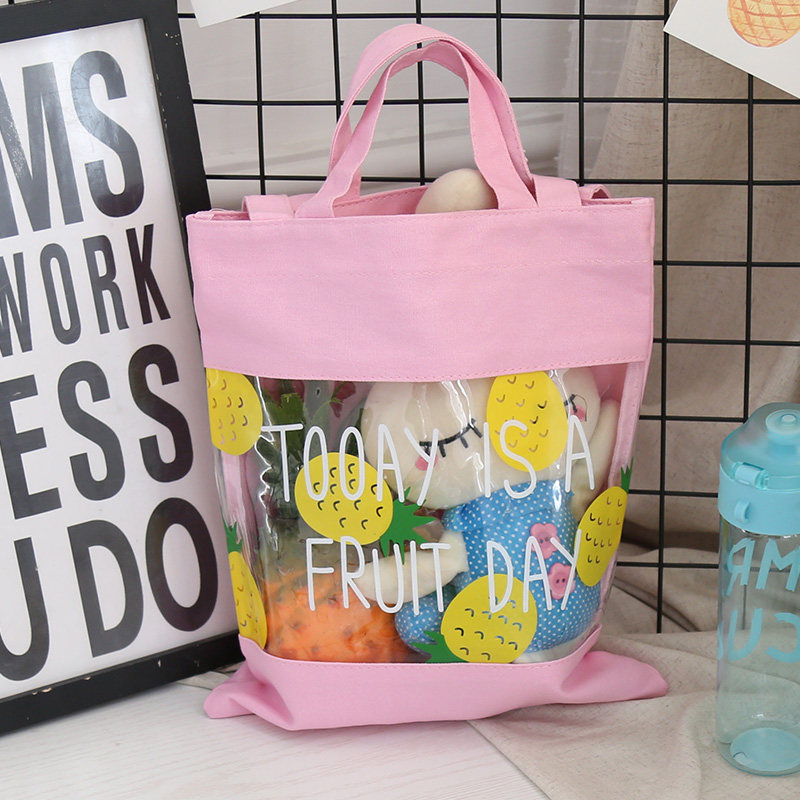 Small fresh soft girl beach candy color canvas bag swimming bag cartoon fruit cute shopping bag 5122