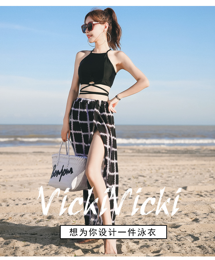 2018 mới đen chia nhỏ nước hoa Hàn Quốc chia nhỏ ngực nhỏ bikini ba mảnh nóng bỏng phù hợp với áo tắm nữ thoi trang ao tam