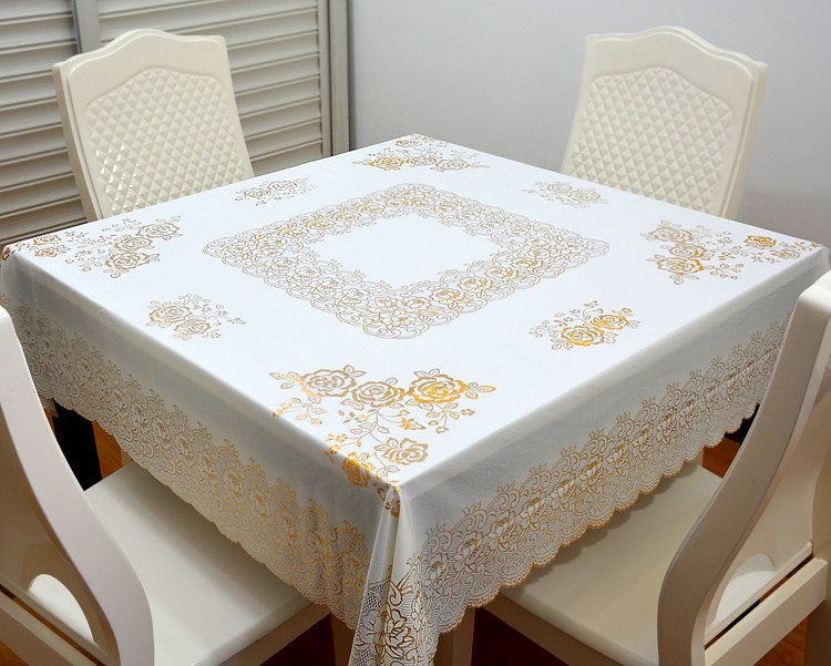 pvc bronzing tablecloth 1 meter square table square home waterproof and oil-proof disposable European light luxury coffee table