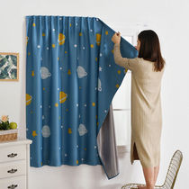 Curtains without punching installation full blackout cloth 2022 new bedroom small window Velcro girly feeling