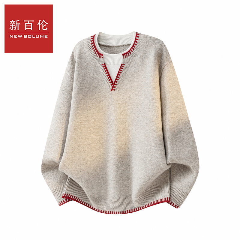 New Balance Autumn and Winter New Knit Sweater, Unisex Retro Red-Edged V-Neck Loose Lazy Style Top New Balance Autumn and Winter New Knit Sweater, Unisex Retro Red-Edged V-Neck Loose Lazy Style Top