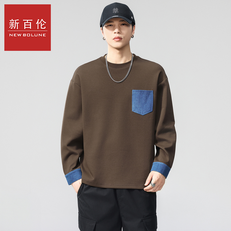 New Balance Heavyweight Crew Neck Long-Sleeve Sweatshirt for Men, 2026 Autumn New Design, Loose Casual Sweatshirt Top