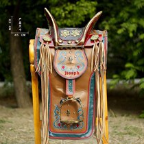 Mongolian simulation saddle ornaments auspicious red saddle crafts antique gilded gold saddle yurt decoration saddle