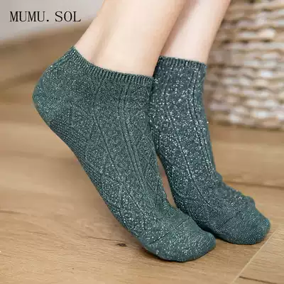 Short tube socks female cotton spring and summer thin breathable shallow mouth students solid color sports low hidden socks deodorant sweat flash Silver