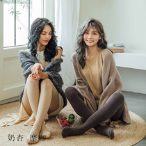 Autumn and winter pantyhose ladies lamb cashmere thickened and velvet foot bottom socks dense velvet warm autumn pants socks wear outside