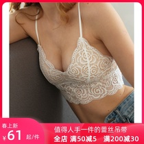 Big chest shows small thin French non-steel ring lace sling underwear zero restraint non-feeling beauty back Wear bra small chest