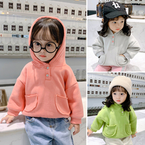 Baby sweater girls autumn and winter thick coat Children Baby foreign hooded autumn dress Korean children autumn clothes tide