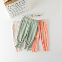 Girls pants summer baby anti mosquito pants thin Korean version of children loose ankle-length pants kids foreign-wearing pants