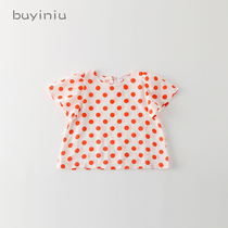 Girls short-sleeved T-shirt cloth girl 2021 summer baby Foreign wave dot coat childrens Tide brand thin summer dress