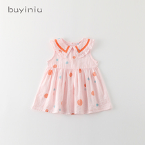 Girl dress cloth girl dress cloth girl baby skirt summer childrens foreign style thin princess dress Net red Han fan childrens clothing