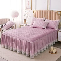  Nordic style padded lace bed skirt bedspread single-piece solid color thickened bed cover Sheet Simmons protective cover