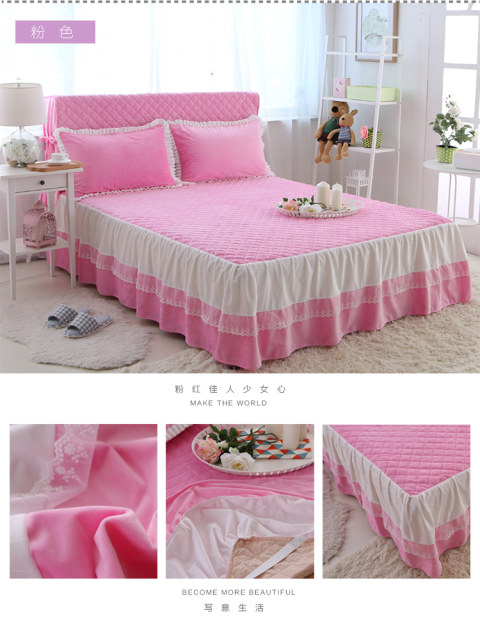 Phương pháp giường flannel váy trong một mảnh nhung bông khăn trải giường Levin Coral giường dày tấm bìa chăn trượt giường doanh nghiệp - Váy Petti ga giường viền ren