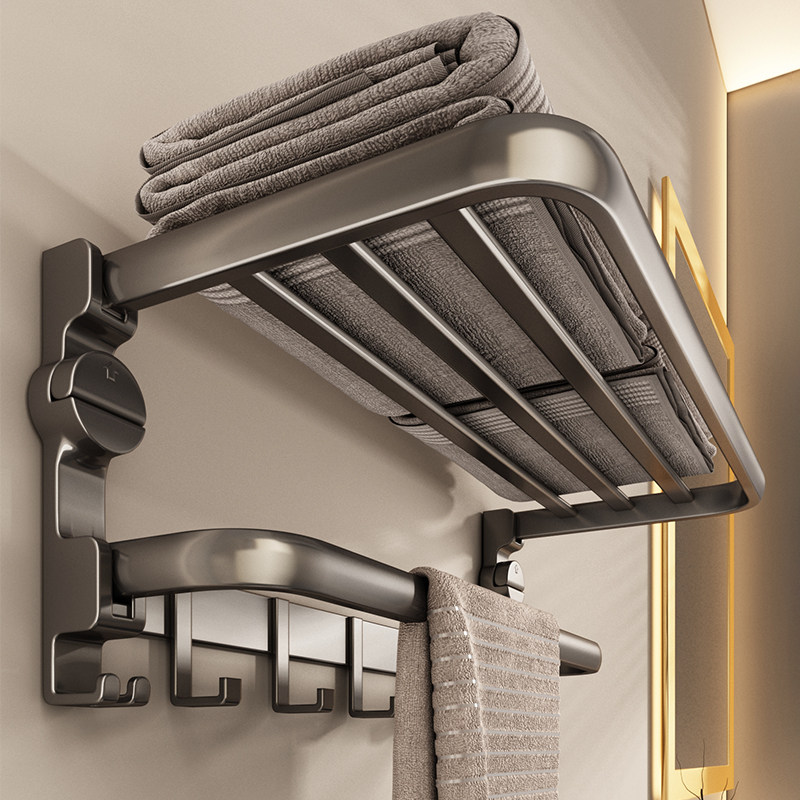 Suction cup folding towel rack toilet free of punching bath towels rack bathroom shelving hook Hook Hanging Pole-Taobao