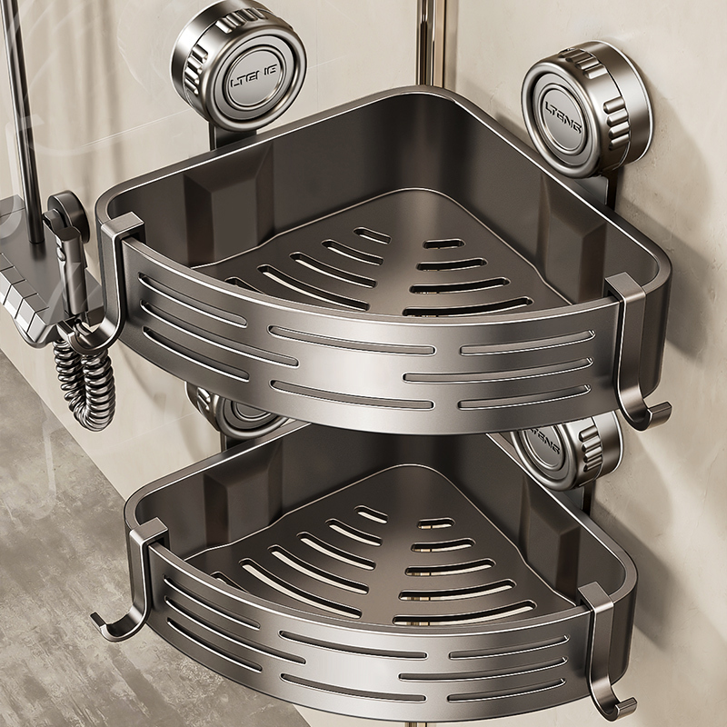 Suction Cup Bathroom Shelf Triangular Basket No-Drill Toilet Storage Rack Corner Shower Gel Bath Rack