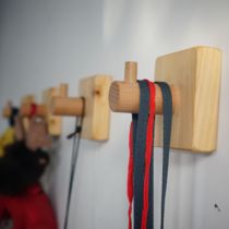 Wall-mounted clothes hook Wooden sticky hook Solid wood punch-free clothes hook Seamless clothes entrance coat key foyer hook