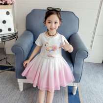 Dayijia brand Childrens clothing summer girls two-piece T-shirt gradient short skirt suit skirt