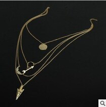  XL171 foreign trade explosion European and American fan diamond-encrusted angel wings arrow irregular triangle multi-layer suit necklace