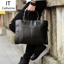 Hong Kong Genuine Leather 2022 New Mens Briefcase Hand Single Shoulder Bag Slanted Satchel Business Bag Mens Bag Styling Bag