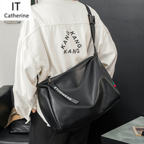 Hong Kong Genuine Leather Large Capacity Fashion Fitness Bag single shoulder bag Han version 2022 Mens bag Oblique Satchel Satchel Satchel Satchel