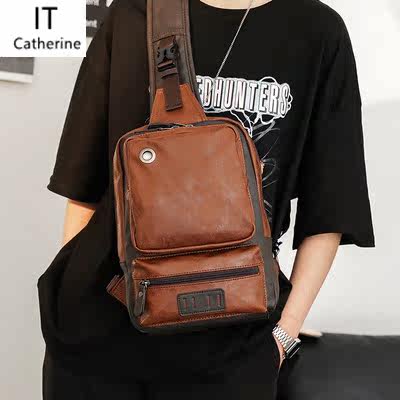 Hong Kong Large Capacity Men's Chest Bag Satchel Street Brief Cortical Single Shoulder Bag 2022 New ipad Inclined Cross-Pack Tide