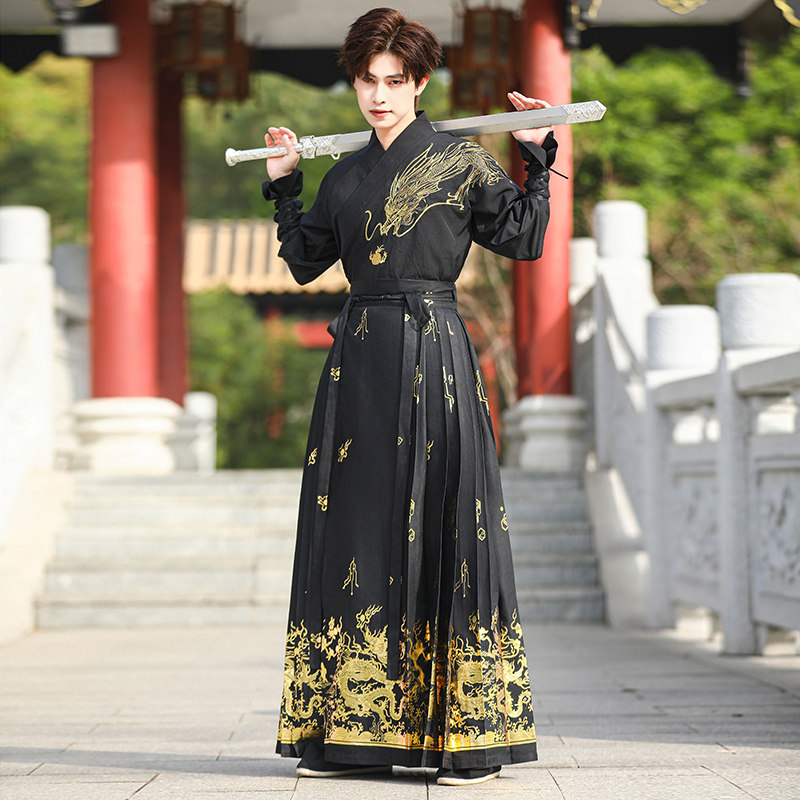 華灯繞龍 馬面裙 新中式 改良 中華漢服 半袖セット　H20＃ 宝相花 馬面裙 新中式 改良 日常 中華漢服 2点セット H11＃の通販 by