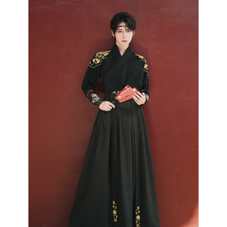 Ancient hanfu, dragon pattern, gold thread embroidery, cross collar, martial arts couple, ancient style men's and women's large size suit, student chivalrous style