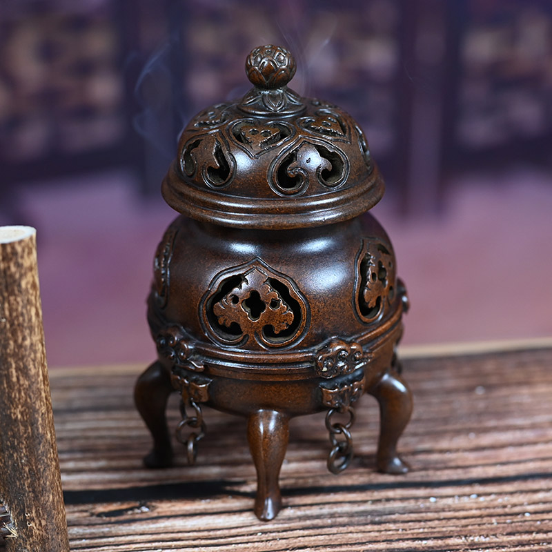 Ruyi Emperor Furnace Antique Xuande Furnace Modern Chinese Zen Furnace Auspicious Cloud Auspicious Copper Ring Incense Furnace Seal Incense Furnace Copper Furnace