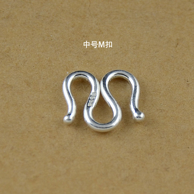 999 vòng tay bạc nguyên chất khóa S khóa vòng cổ kết nối M khóa phụ kiện trang sức tự làm - Vòng đeo tay Clasp vòng đá
