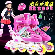 Childrens skates full set of children roller skates 2-3-4-5-6-7-8-9-10 years old boys and girls can be adjusted in size