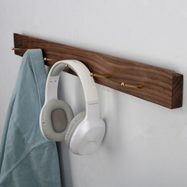 Punch-free brass clothes hook Nordic wooden wall mysterious Wall Wall wall hanging adhesive hook walnut coat rack
