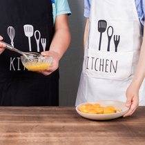 Nordic knife and fork pattern couples cotton linen apron bakery kitchen supplies chef housewife studio work clothes