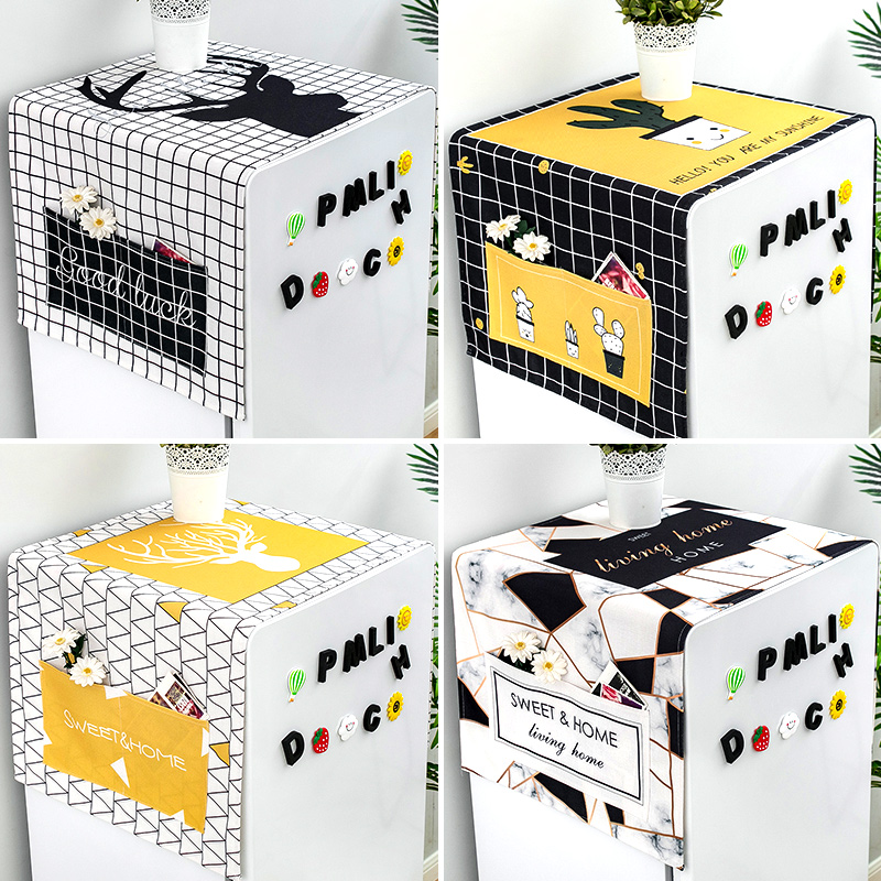 Nordic wind drum washing machine cover single double door refrigerator top dust cover microwave oven
