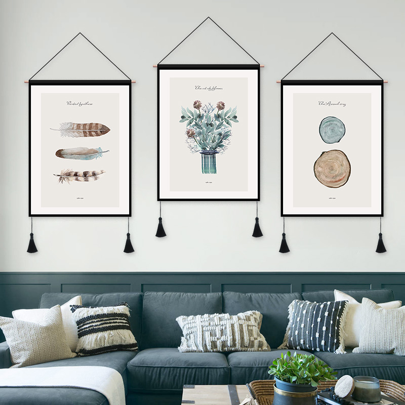 Nordic Ins Wind Plant Cloth Art Hanging up Dormitory Bedroom Sofa Background Wall Fabric Red Live Decoration Painting