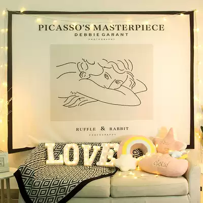 Nordic ins style impression simple background cloth Room Bedroom decoration Hanging cloth Bed head wall cloth Dormitory tapestry