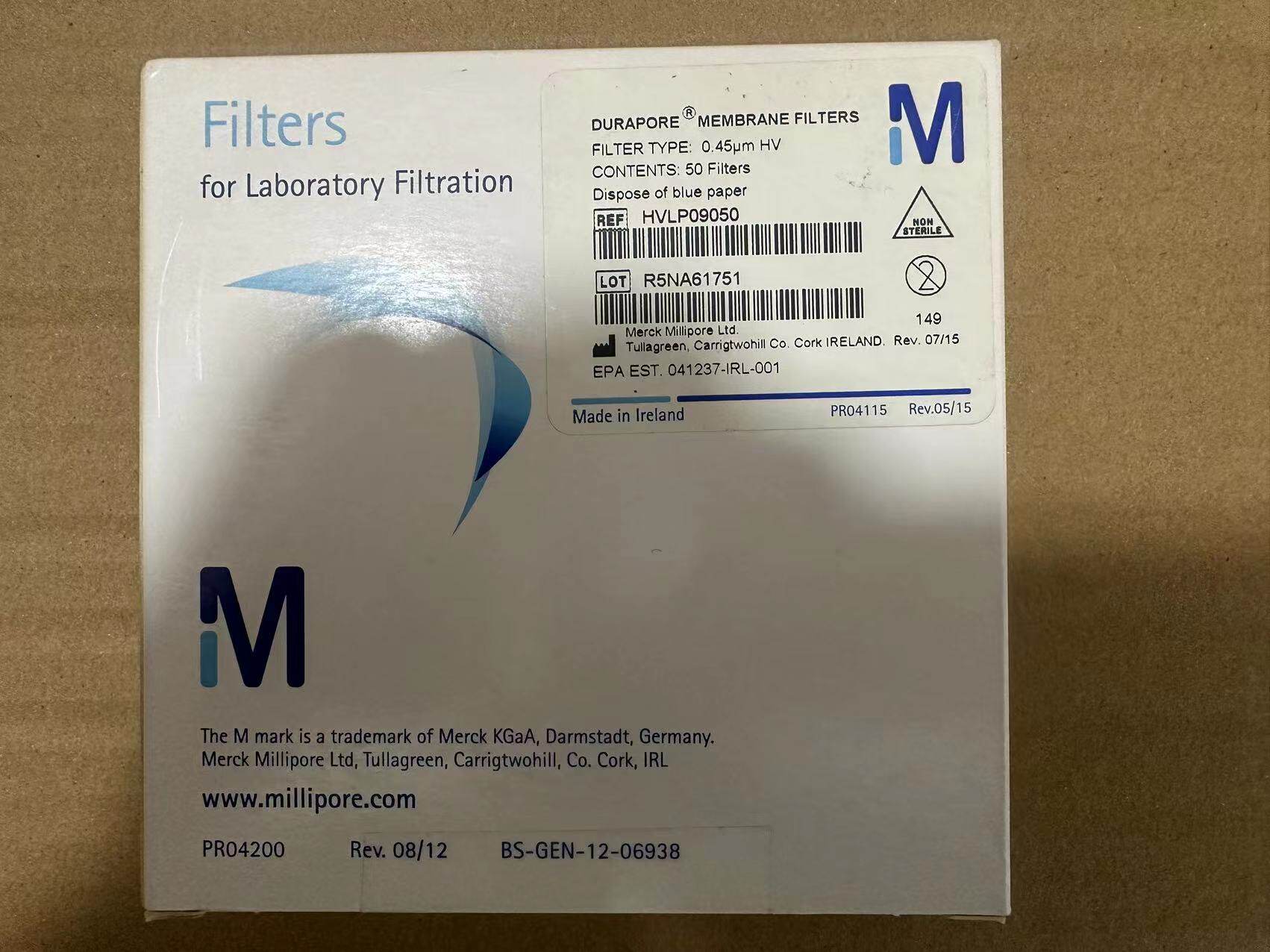 默克Millipore密理博90mm 0.45um聚偏氟乙烯PVDF过滤膜HVLP09050