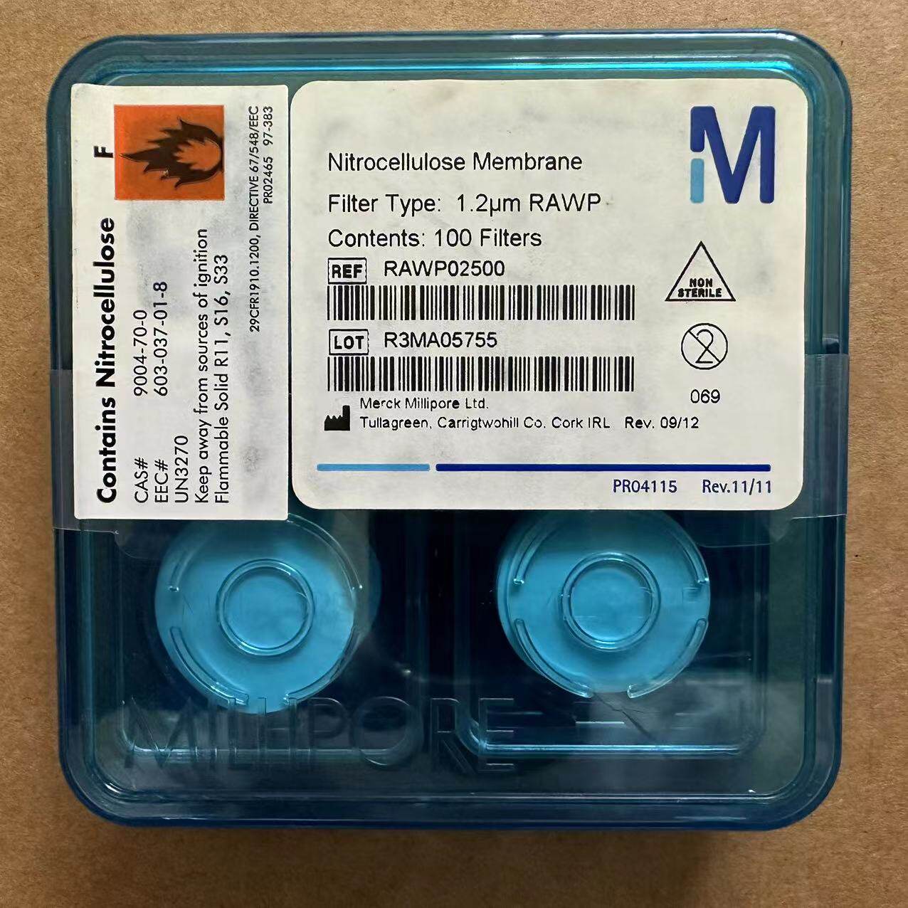 默克Millipore密理博25mm 1.2um混合纤维素脂过滤膜RAWP02500