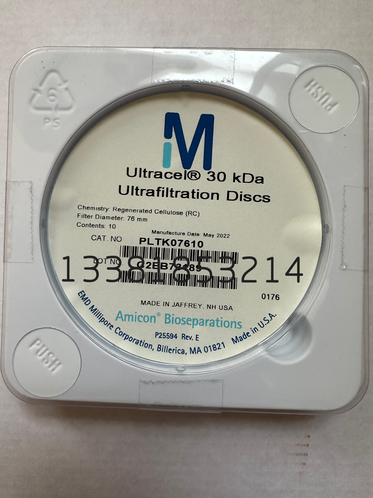 Merck默克Millipore密理博ULltracel 30kDa 76mm超滤膜PLTK07610
