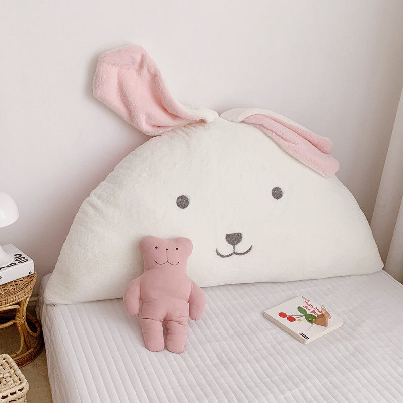 Soft cute bedside cushion princess big back bunny ears ins cute girly style big pillow pink dormitory pillow