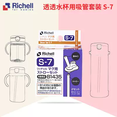 Richell Lichel large capacity permeable Cup silicone straw accessories 450 320 200ml (two pieces)